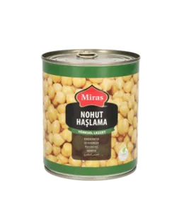 Miras Nohut Haşlama (Boiled Chickpeas) in the 800g can is a staple product from the Mediterranean-inspired brand Miras, designed for convenience in dishes like hummus, salads, and stews..webp