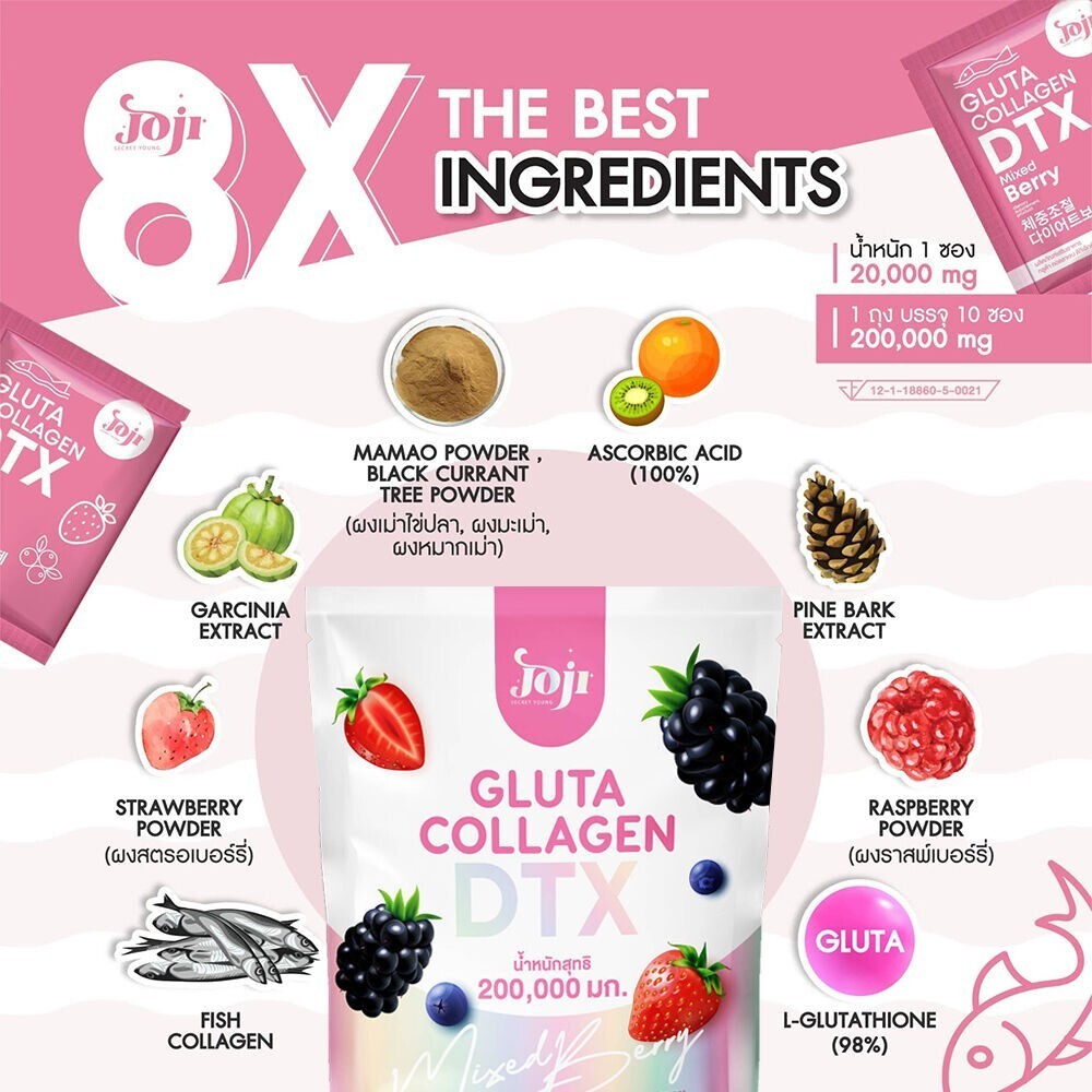 Gluta Collagen DTX Mix Berry 10x20g.