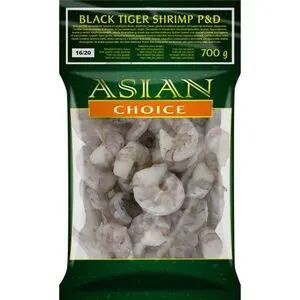 [266] ASIATISKA VAL BLACK TIGER-räkor P&D TILL 16/20 700g (Netto).