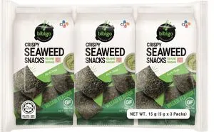 BIBIGO Seaweed Snack Crispy Wasabi 3x5g.