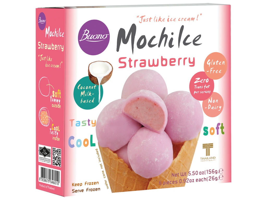 [1410] Ice Dessert Mochi Strawberry 156g.