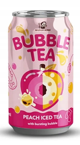 LADY BOBA Peach Iced Tea -jäätee, puhjeva kupla 320 ml.