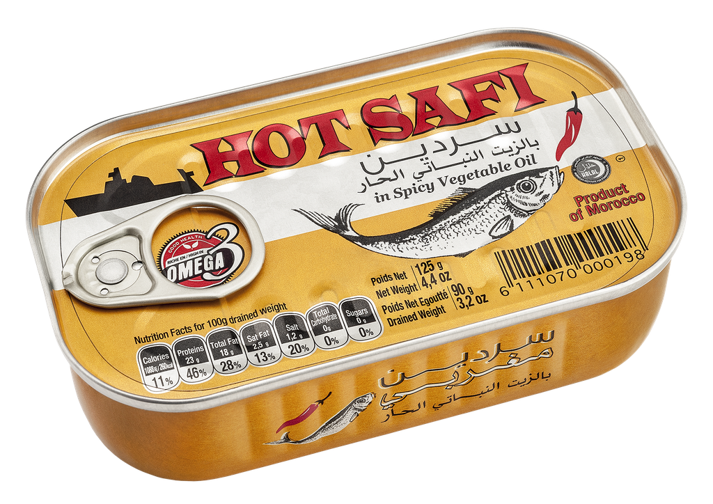 SAFI sardiineja mausteisessa kasviöljyssä 125 g.