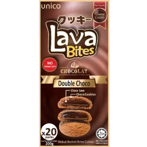 [1422] UNICO Lava Bites Cookies Double Choco 200g.